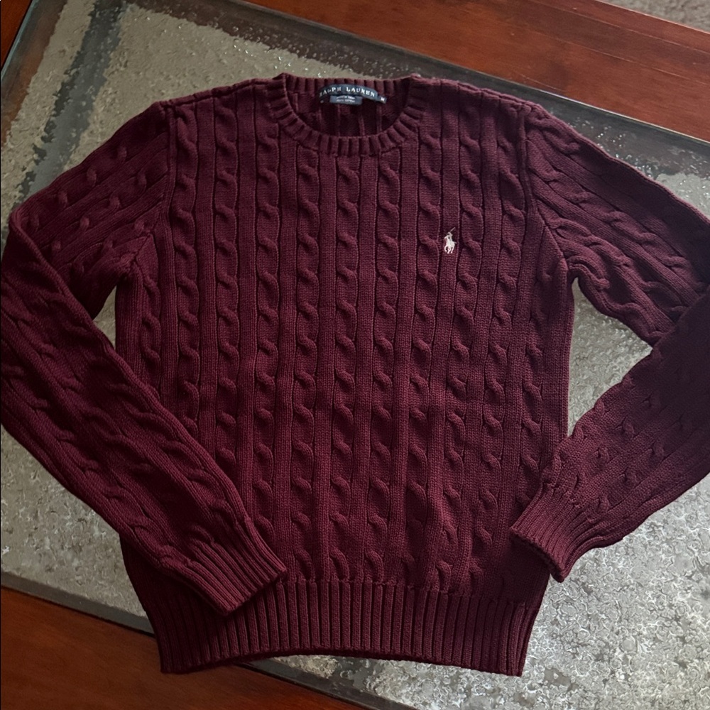 Polo by Ralph Lauren Burgundy Cable Knit Sweater